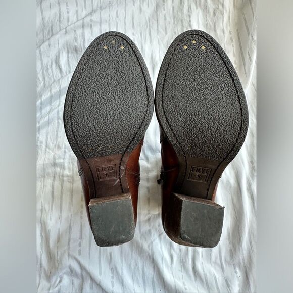 Frye Patty Riding Boots Redwood Size 6.5 M brown leather booties - Picture 10 of 12